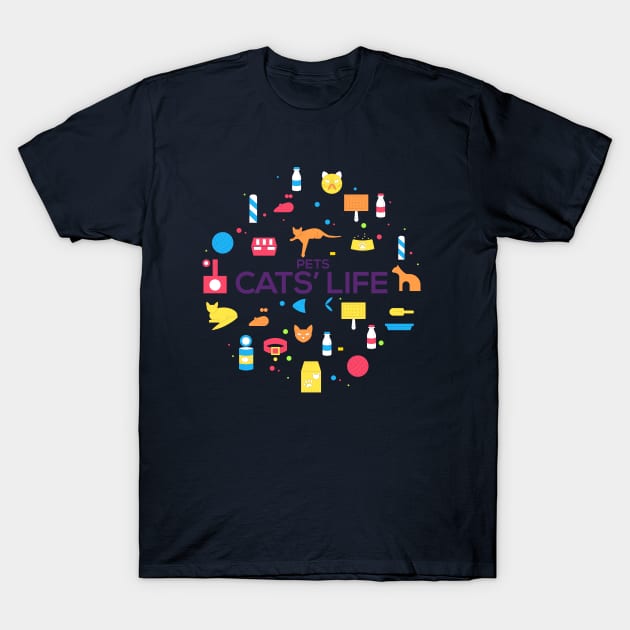 Pet Cat's Life Concept T-Shirt by Mako Design 